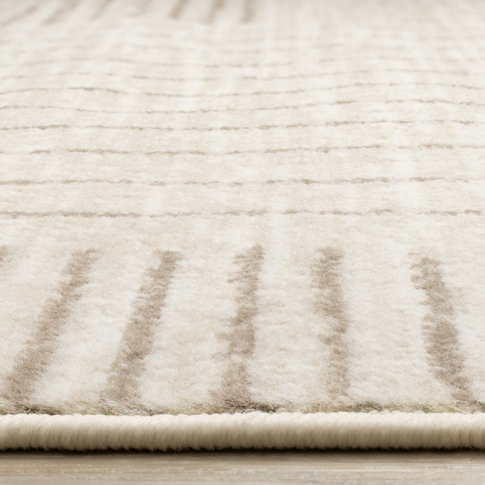 Tapis Florence Brown Cream a motif geometrique a lignes lineaires, 7'9\" x 10'6\"