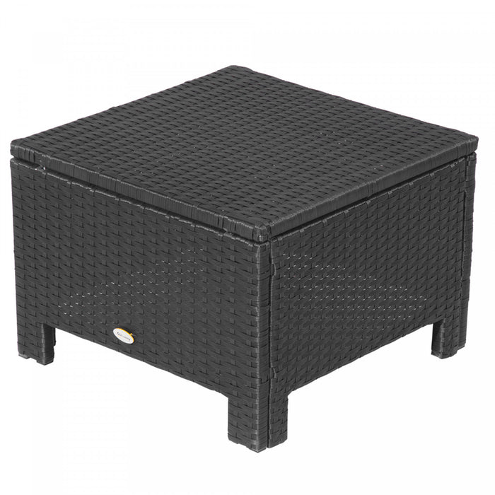 Outsunny Patio Ottoman en rotin coussin Cadre metallique pour jardin blanc