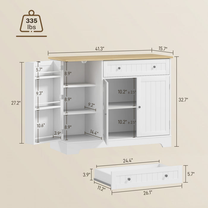 HOMCOM Buffet 41\" avec tiroir de rangement et etagere reglable, blanc
