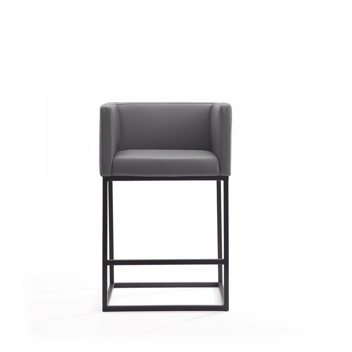 Tabouret de comptoir Embassy style milieu du siecle en metal et tissu gris - Lot de 3