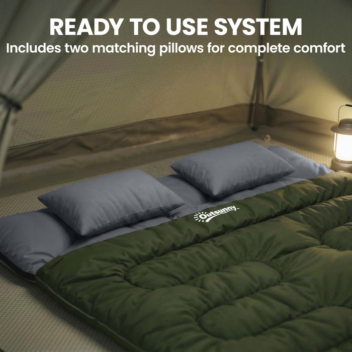 Outsunny Sac de Couchage Double, Taille Queen pour 2 Personnes, Vert