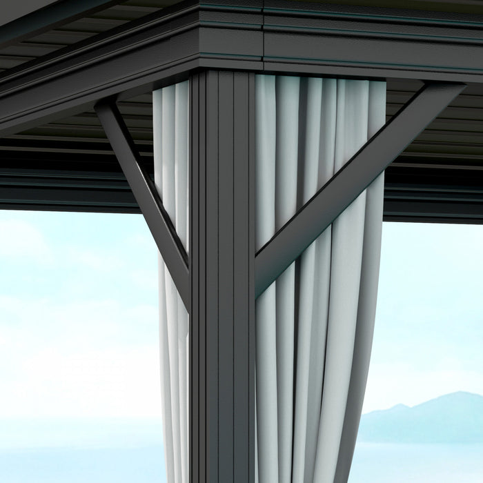Outsunny Gazebo Exterieur En Aluminium A Toit Rigide 10x10 Pi, Gris Clair