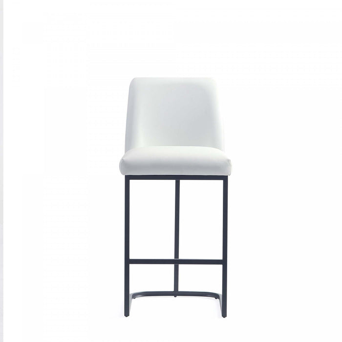 Tabouret de comptoir moderne en metal et tissu Serena, blanc