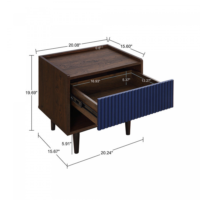 Ensemble de 2 tables Duane style milieu du siecle moderne : table basse et table d’appoint, bleu marine