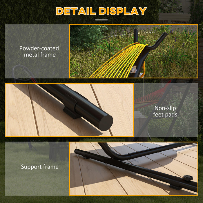 Outsunny Support de Hamac 300 cm avec Plateau Lateral, Cadre en Acier, Noir