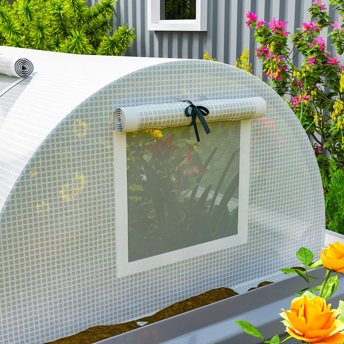 Outsunny Mini-serre avec fenetres a maille, tunnel de culture, Blanc