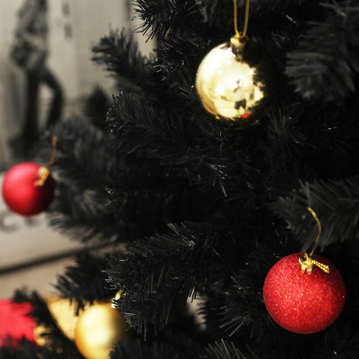 Homcom Sapin De Noel Artificiel De 6 Pieds Avec Ouverture Automatique, Noir