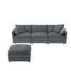 Nimbus 103 Inch Chenille Modular Sectional Sofa with Ottoman and Double Cushions, Dark Gray | Nimbus Canape Sectionnel Modulaire en Chenille 103 po avec Ottoman et Double Coussin, Gris Fonce