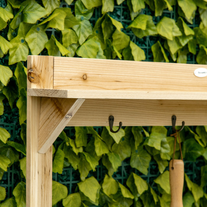 Outsunny Table Banc Jardin, Banc De Travail En Bois Avec Crochet