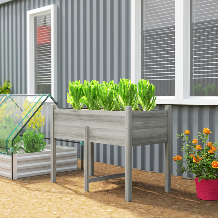 Outsunny Lit De Jardin Sureleve En Bois, Jardiniere Pour Fleurs De Legumes