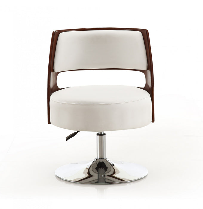 Fauteuil pivotant moderne de salon en cuir vegetalien blanc - Lot de 2
