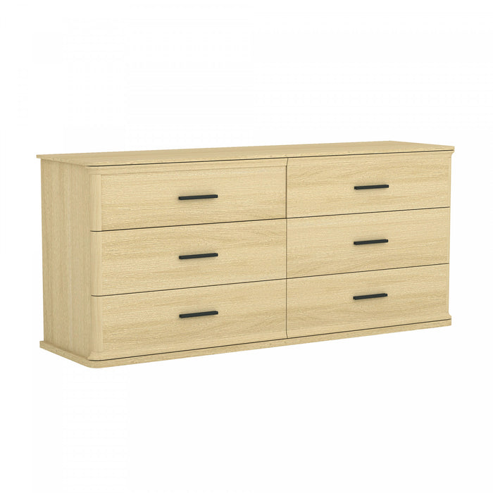 Commode traditionnelle Clifford en chene naturel (6 tiroirs)