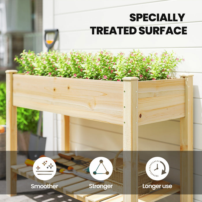 Outsunny Bac de Plantation sureleve avec Etagere de Rangement, Naturel