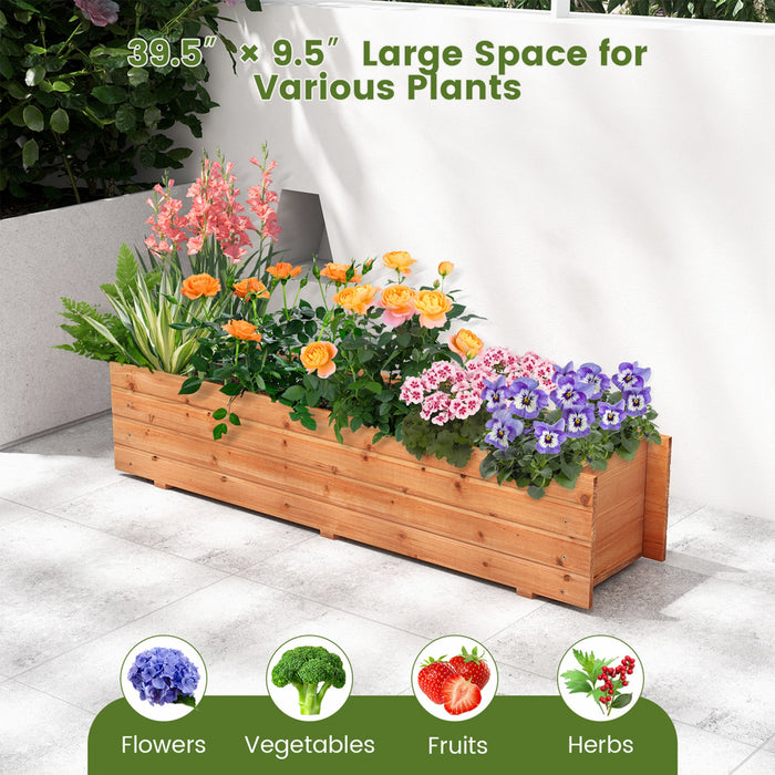 Boite De Planteur Rectangulaire En Bois De Lit De Jardin Eleve Costway Avec 2 Trous De Drainage En Exterieur
