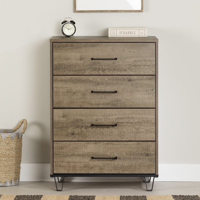  Commode verticale Arlen à 4 tiroirs - chêne vieilli