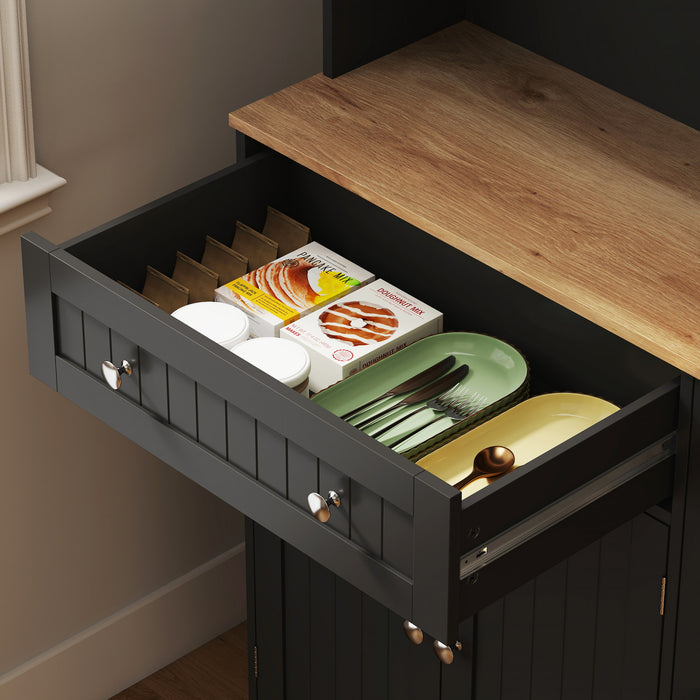 HOMCOM Armoire de cuisine 68\" avec station de charge, noir