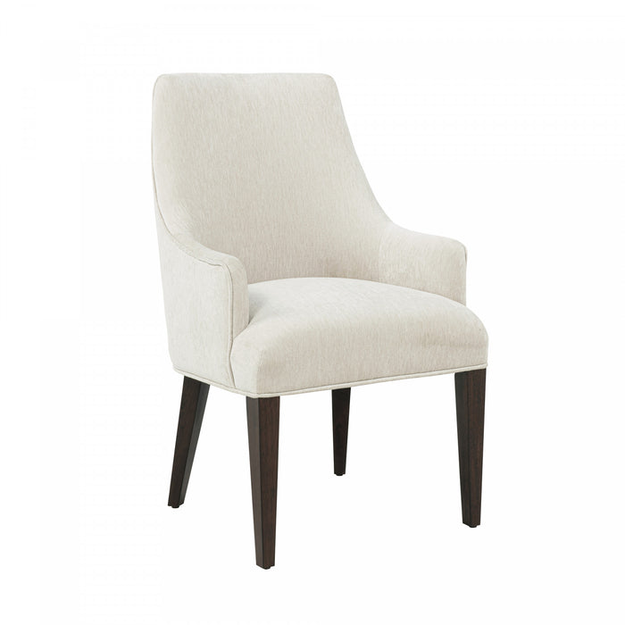 Fauteuil moderne Beever en bois et chenille creme - Lot de 2