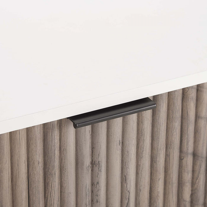 Table de nuit moderne Dumbo 20\" a rainures, gris rustique et blanc (1 tiroir)