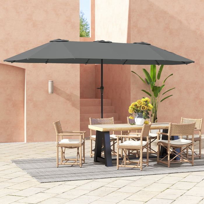 Outsunny Parasol de terrasse double face de 13pi, parasol avec manivelle