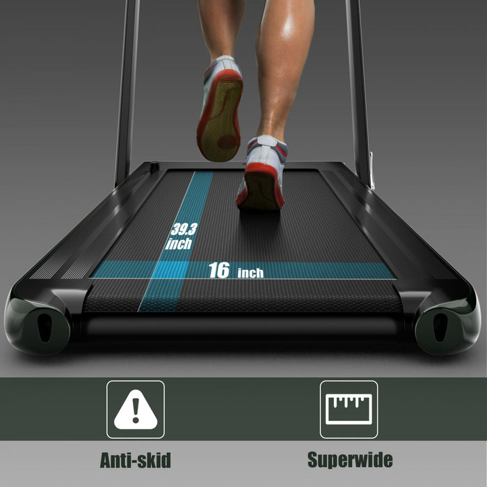 Tapis De Course Pliable 2 En 1 Superfit, Avec Haut-parleur, Telecommande Et Controle Via Application, Moteur 2,25 Hp, 2 Modes : Marche Et Course, Vitesse De 1 A 12 Km/h, Vert