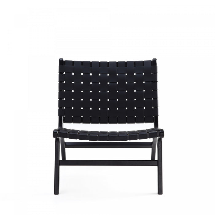 Fauteuil d’appoint Maintenon Industry Chic en bois et cuir vegetalien noir – Lot de 2