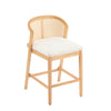 Tatti Rubber Wood Counter Stools with Cane Back Set of 4,Beige | Tatti – Lot de 4 tabourets de comptoir en bois d’hevea avec dossier en cannage, couleur beige