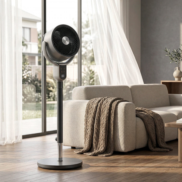 HOMCOM Ventilateur sur Pied 20 dB, Oscillation Automatique 70°+90°, 8 Vitesses