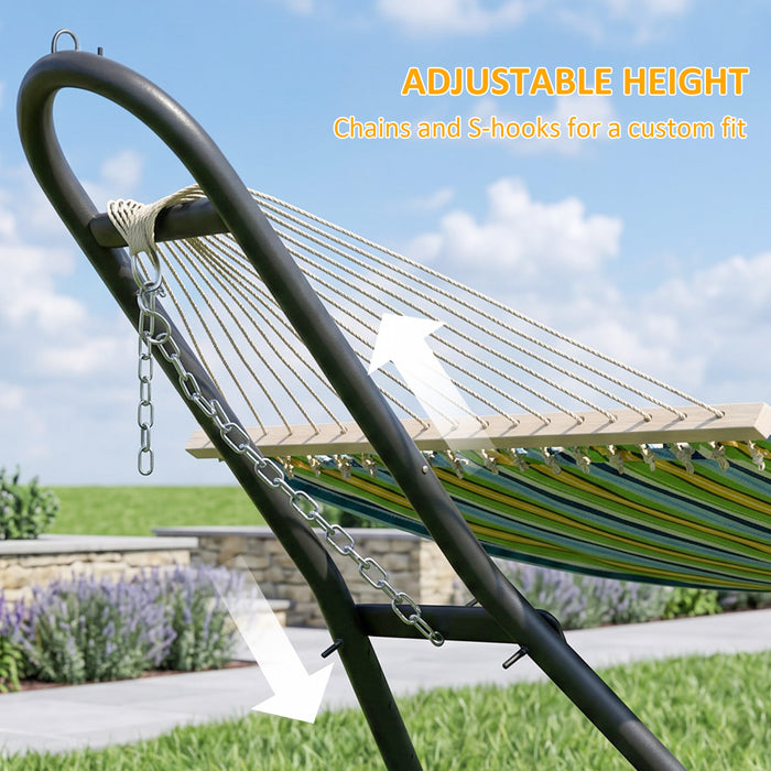Outsunny Support de Hamac 2,7 m Hauteur Ajustable, Capacite 150 kg, Noir