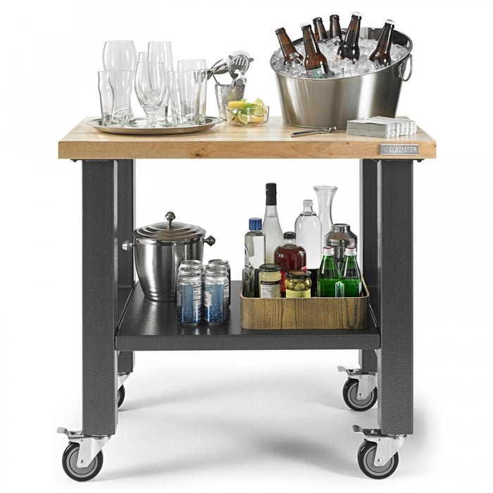 Poste de travail mobile de 3 pi de largeur de Gladiator - granite martelé