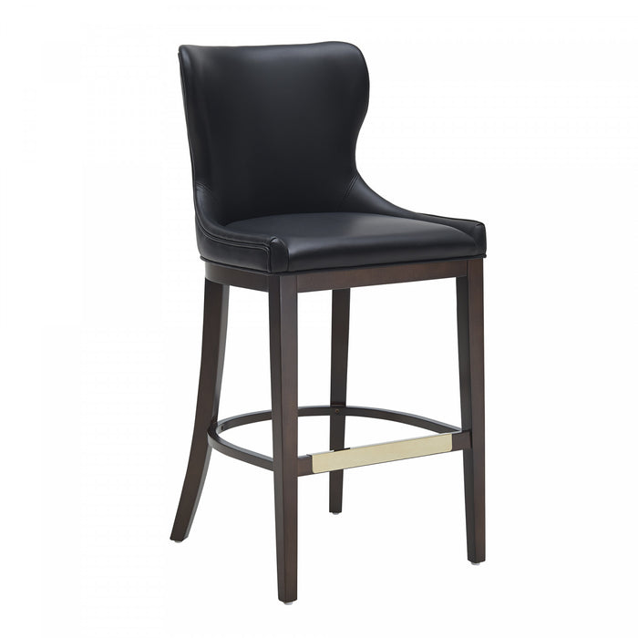 Tabouret de bar Blair moderne en bois avec assise rembourree, coloris noir