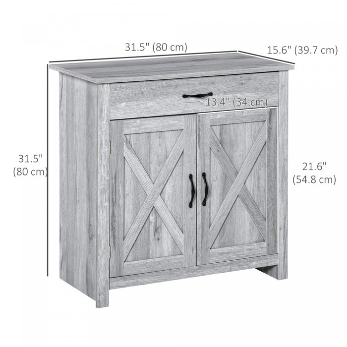 HOMCOM Buffet Ferme Porte Grange Gris Graine
