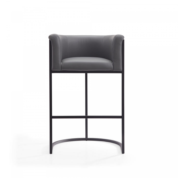 Tabouret de bar cosmopolite mi-siecle moderne en metal et tissu gris - Lot de 3