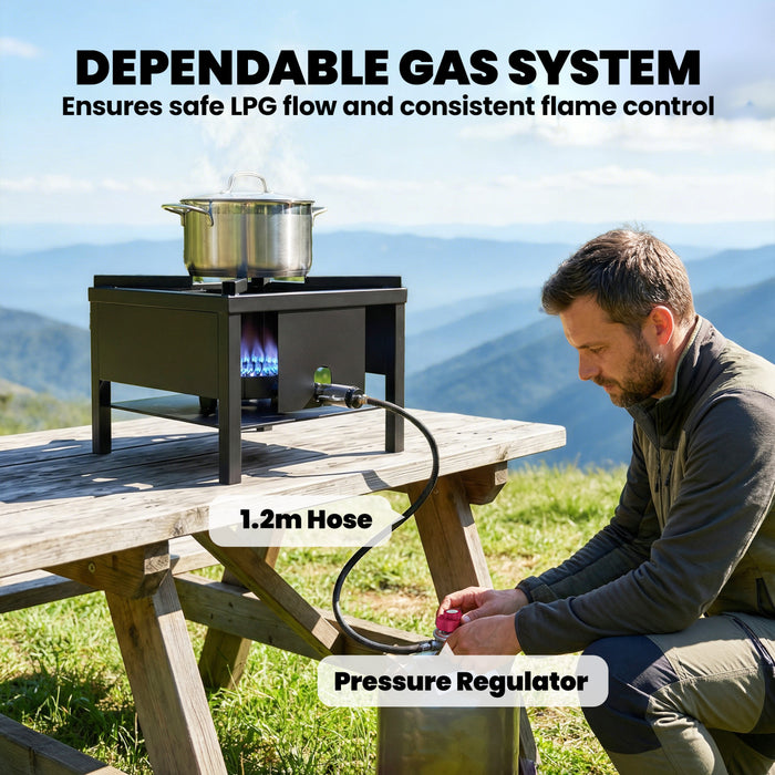 Rechaud de Camping, Bruleur a Propane Haute Pression 65 000 BTU, Noir