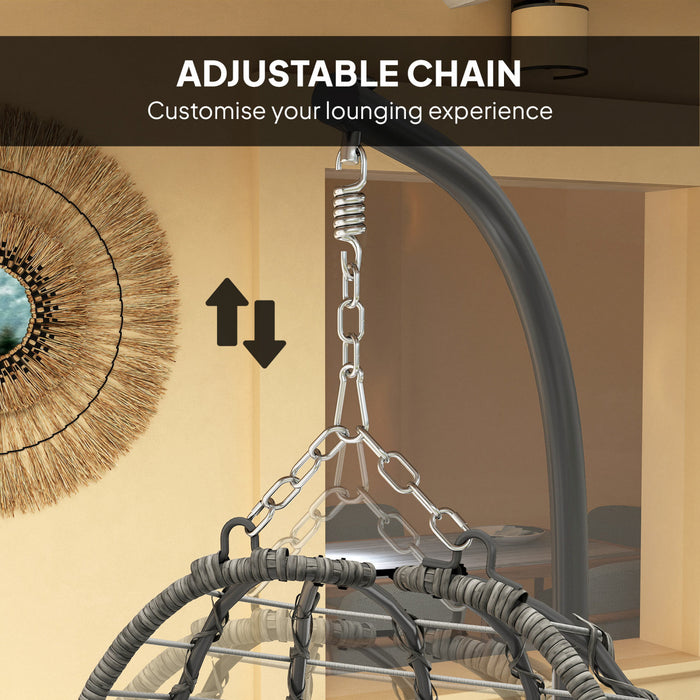 Chaise suspendue œuf Outsunny avec support, chaise balancoire en rotin pliable
