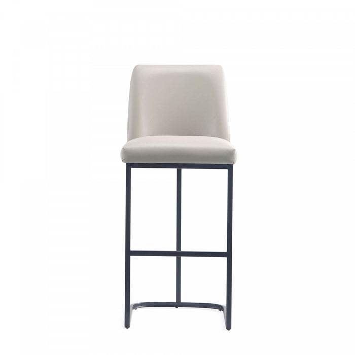 Tabouret de bar moderne en metal et tissu Serena, gris clair