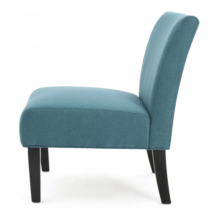 Fauteuil D’appoint Oliver En Tissu aspect lin Avec Pieds En Bois Caoutchouc - Bleu Sarcelle