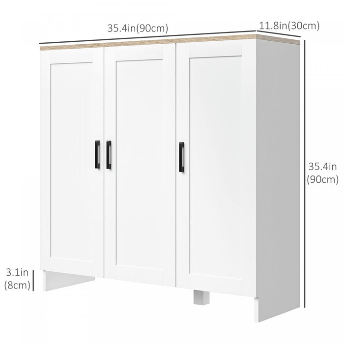 HOMCOM Armoire buffet moderne avec etageres reglables, blanc