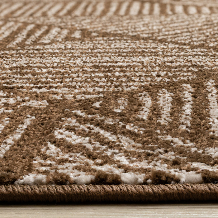 Tapis Covington brun taupe a rayures geometriques, 5'3\" x 7'7\"
