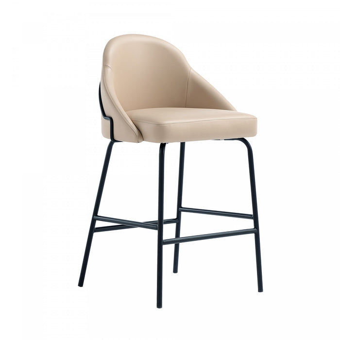 Tabouret de comptoir moderne Gracie en metal et tissu, coloris beige et noir