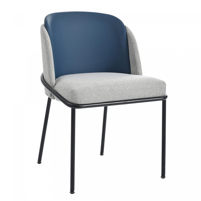 Olivia Ensemble de 4 chaises de salle a manger modernes avec pieds inclines et pieds reglables, bleu et gris