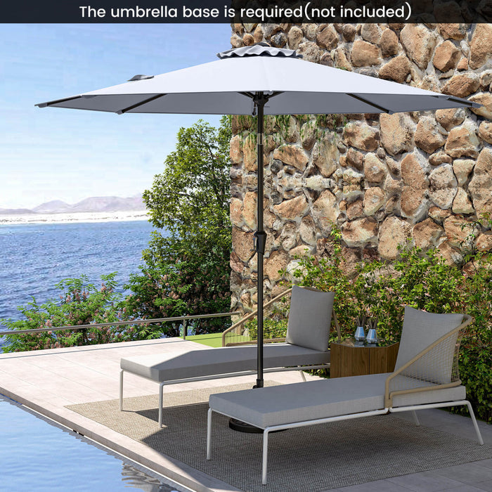 Costway Parasol de patio avec inclinaison a bouton-poussoir, manivelle, 8 nervures solides pour patio, jardin Gris