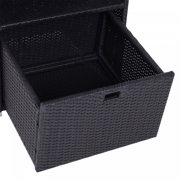 Outsunny Serviette De Piscine En Rotin En Osier Organisateur De Valet Etagere De Rangement Pour Salle De Bain Au Bord De La Piscine Avec 2 Etageres 1 Tiroir Exterieure Cadre En Aluminium Cafe Fonce