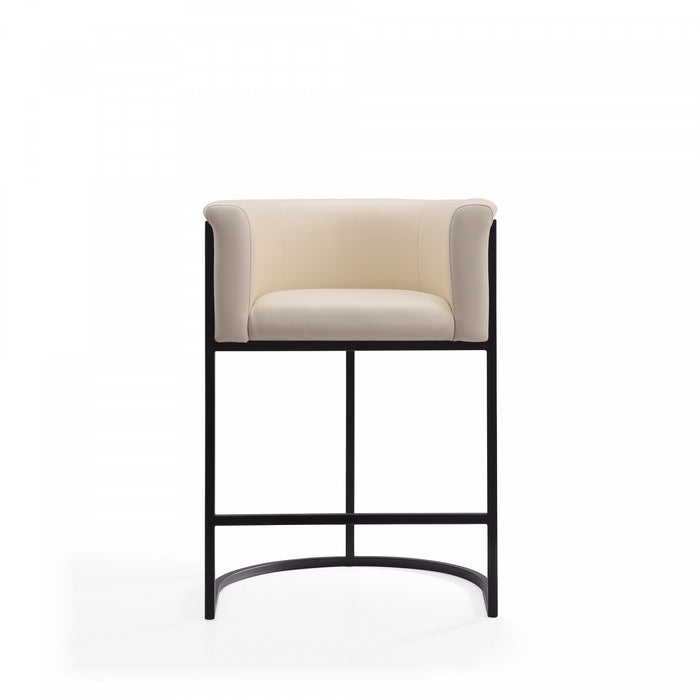 Tabouret de comptoir moderne du milieu du siecle en metal et tissu creme Cosmopolitan - Lot de 2