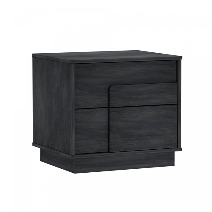 Table de nuit Horizon Modern 56 cm en gris charbon (2 tiroirs) - Lot de 2