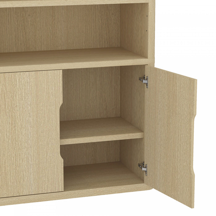 Armoire bibliotheque moderne Rivington 102 cm en chene naturel - Lot de 2