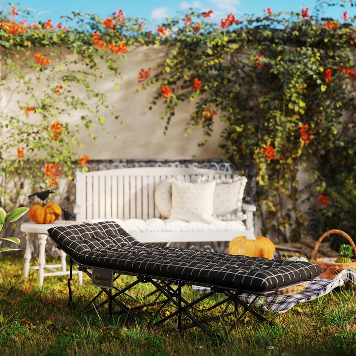 Outsunny Lit De Camping Pour Adultes Avec Matelas, Lit Pliant, Noir