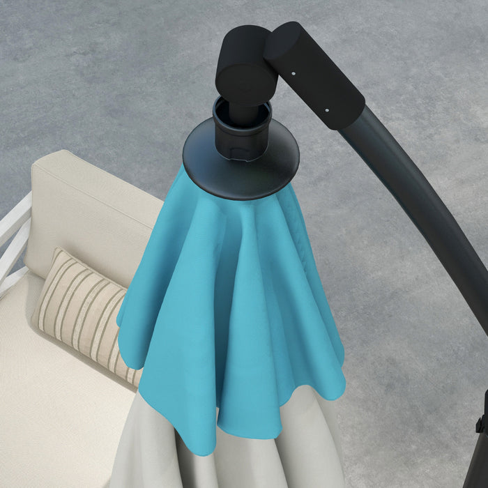 Outsunny Parasol De Patio En Porte-a-faux De 10 Pieds Avec Manivelle, Bleu