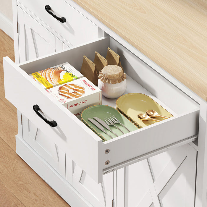 HOMCOM Armoire de cuisine 69\" avec station de charge, Blanc
