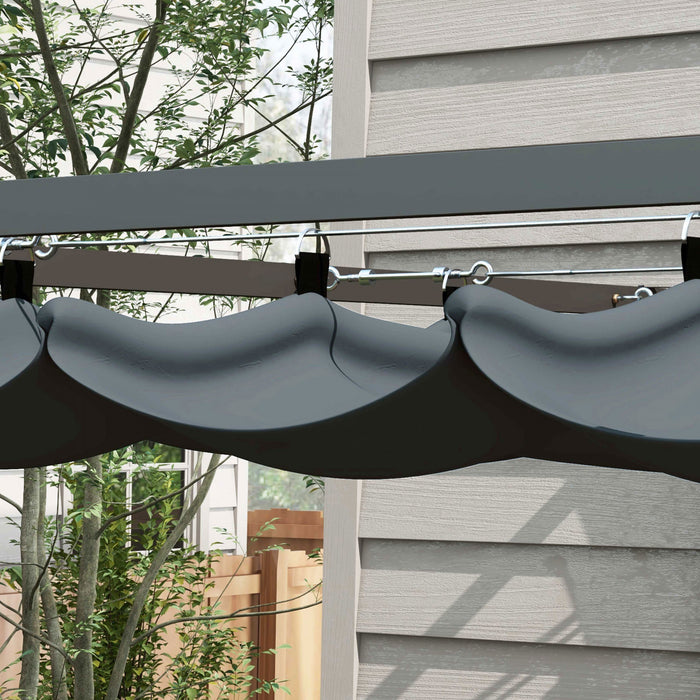 Outsunny Pergola Metallique Murale 10' X 10' Avec Toit Retractable