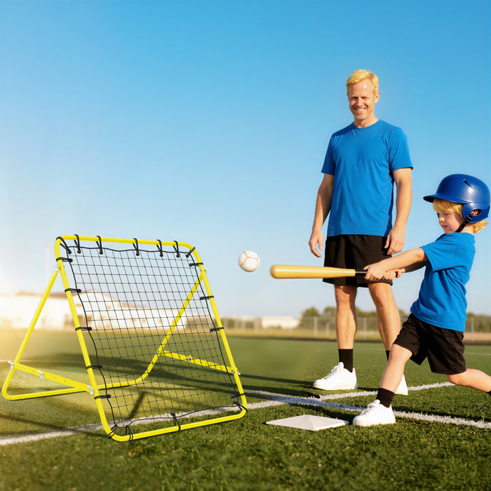 HOMCOM Filet de rebond pour entrainement au football Cible de rebond, Jaune